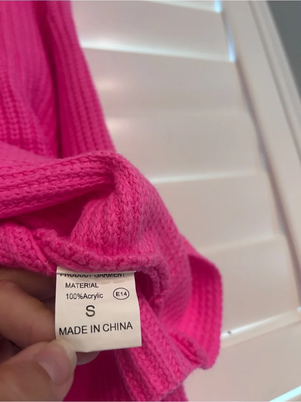 Turtleneck Cross Back Ribbed Cropped Sweater Hot Pink Size Small